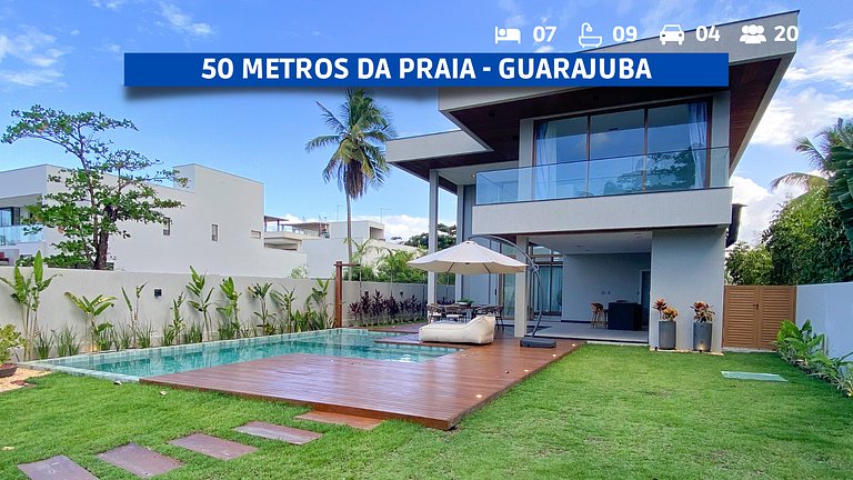 Casa de Luxo em Guarajuba 7 Suítes e Piscina a 50m da Praia