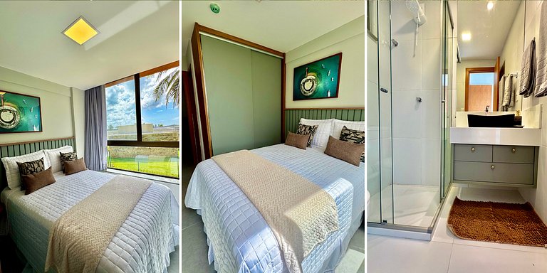 Apartamento em Guarajuba 3/4 Pé na Areia e Vista Mar