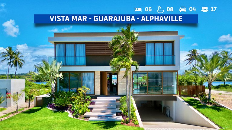 Mansão Alphaville Guarajuba|Casa do Lago Frente Mar e Lagoa