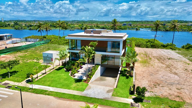 Mansão Alphaville Guarajuba|Casa do Lago Frente Mar e Lagoa
